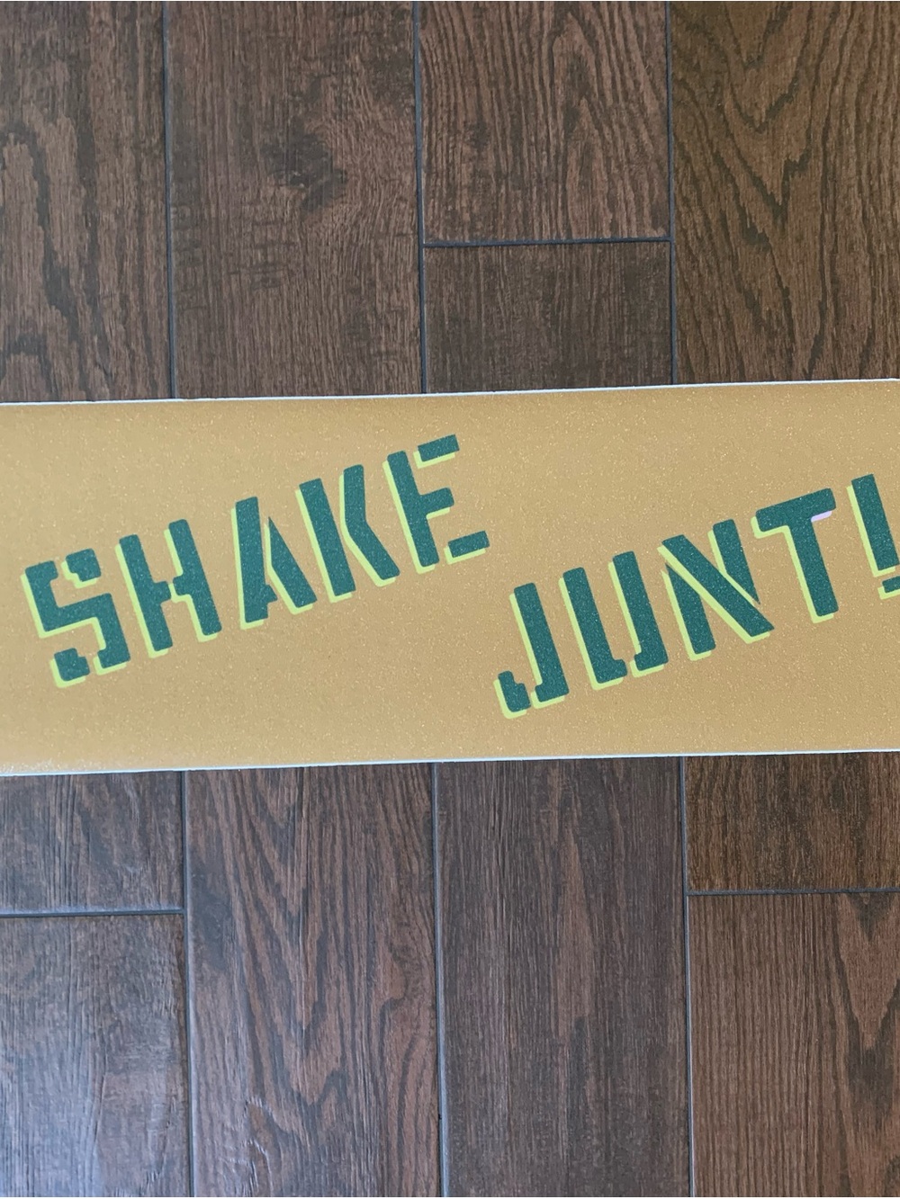 Gold and Green 'SHAKE JUNT' Grip Tape